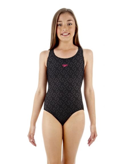 Speedo Girls Monogram Allover Splashback Swimsuit Run Charlie