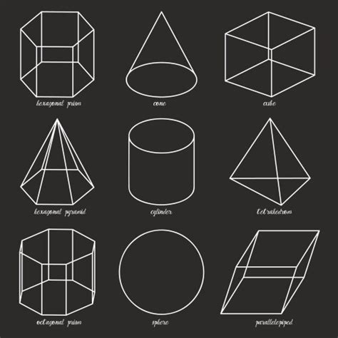 Abstract 3d Math Geometric Outline Shapes Vector Image