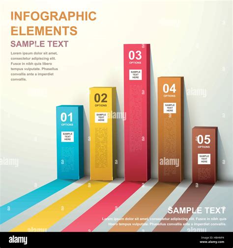 3d Modern Vector Abstract Bar Chart Infographic Elements Stock Vector