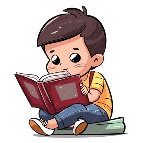 Cute Kid Reading A Book In Children Day Illustration Sticker Of Kid