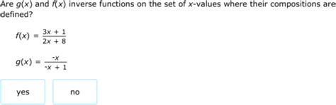 Ixl Check Whether Two Rational Functions Are Inverses Grade 12 Maths