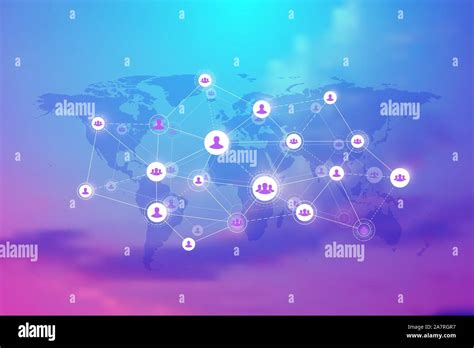 Social Media Network And Marketing Concept On World Map Background