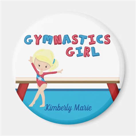 Gymnastics Girl Cute Blonde Gymnast Personalized Magnet Zazzle