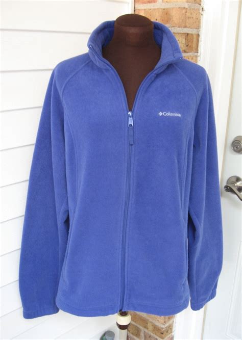 Women Periwinkle Blue Fleece Zip Up Jacket By Columbia Sportswear Company Size Xl