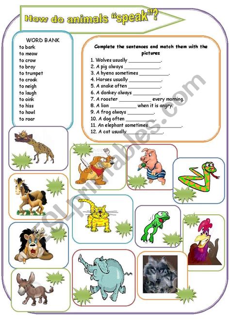 How The Animals Speak Esl Worksheet By Svetic