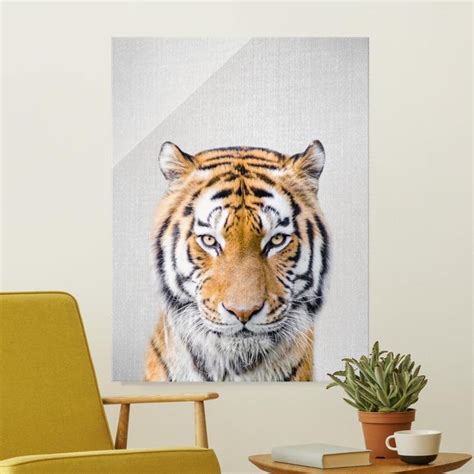 Glasbild Tiger Tiago Hochformat