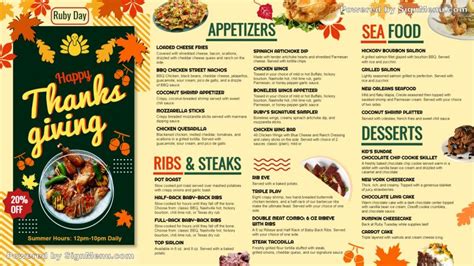 Thanksgiving Day Menu Design For Restaurant