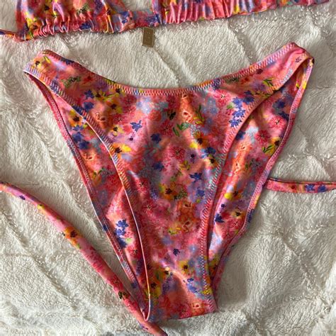 Kotomi Pink Floral Bikini Size Small Style Of Depop