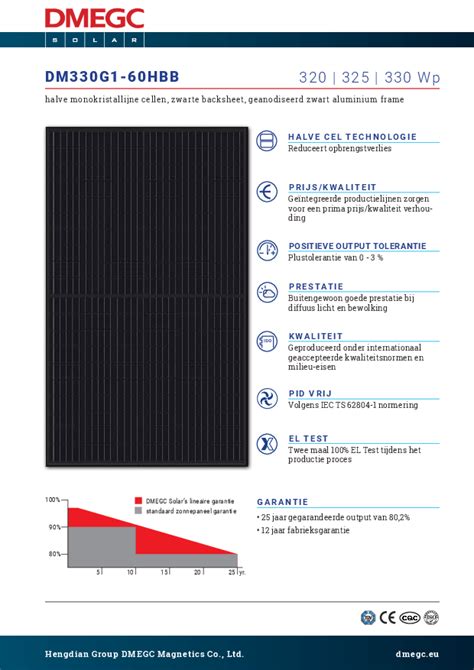 Datasheets DMEGC Solar QueSOLAR B V Zakelijke Zonnepanelen