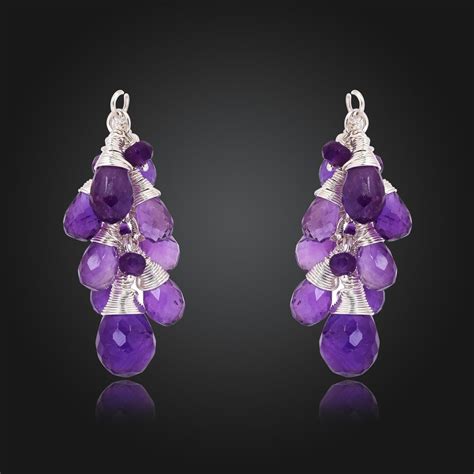 Natural Amethyst Earrings 925 Sterling Silver Gemstone Etsy