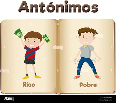 Illustration Of Contrasting Words For Wealth In Spanish Education Rich