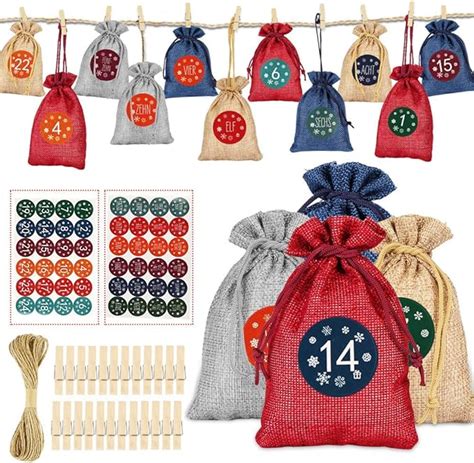 HOSPAOP Calendriers De L Avent DIY Sachets En Jute Pour Calendrier De