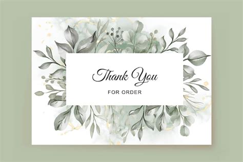 Free Vector Thank You Card Template With Greenery Leaves