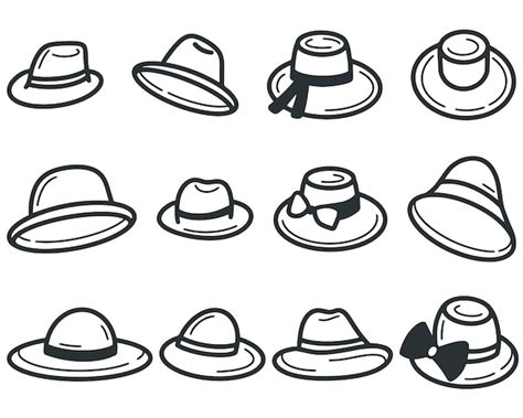 Premium Vector Hats Doodle Set Isolated Vector Illustration