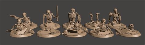 Free Stl File 28mm Undead Skeleton Warriors Rising From The Grave