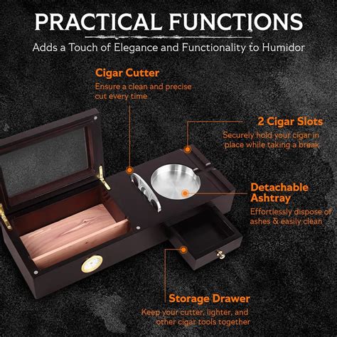 Front Hygrometer Glass Top Cigar Humidor Box Spanish Cedar Humidor