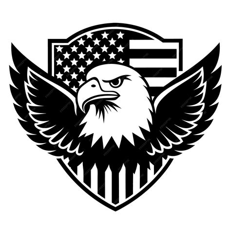 Eagle with usa flag t shirt element illustration black and white ...