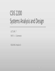 PART A E Commerce Pdf CSIS 2200 Systems Analysis And Design LECTURE 7