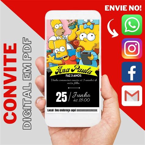 Convite Digital De Aniversario Os Simpsons Elo