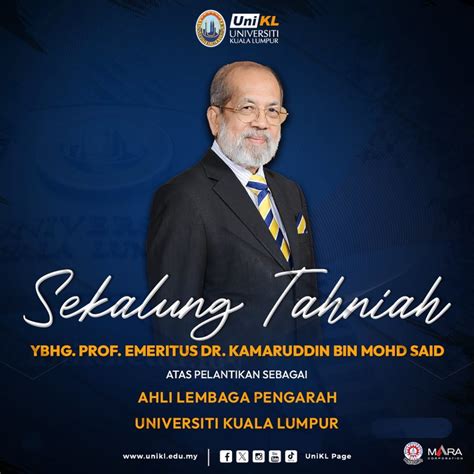 Sekalung Tahniah Diucapkan Kepada YBhg Prof Emeritus Dr Kamaruddin