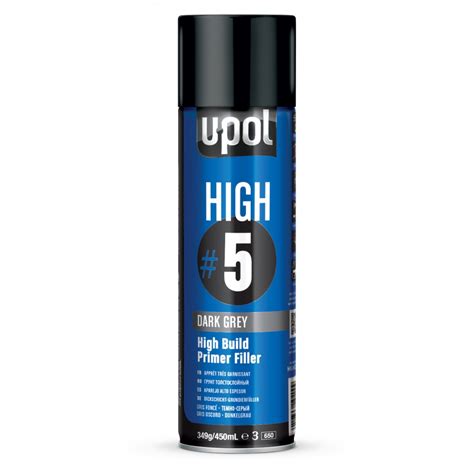 U Pol High5 High Build Primer Filler 450ml Dark Grey Tetrosyl