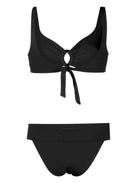 Fisico Disc Detail Logo Patch Bikini Black FARFETCH