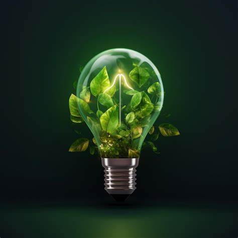 Premium AI Image Arafed Light Bulb With Green Leaves Inside On A Dark