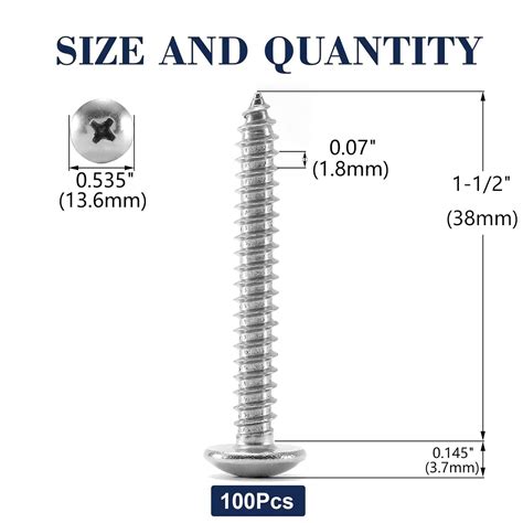 Tornillo De Madera 14 X 1 12 Pulgadas 100 Unidades De Cabeza De