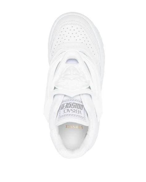 Versace Medusa Leather Low Top Sneakers In White Lyst