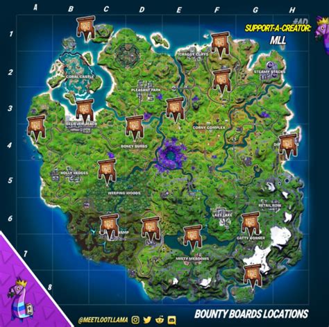 Fortnite Season 7 All Bounty Board Locations Guide GameRiv