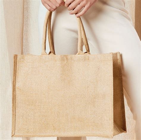 Tote Bag En Toile De Jute Brillant Avec Poign Es En Coton