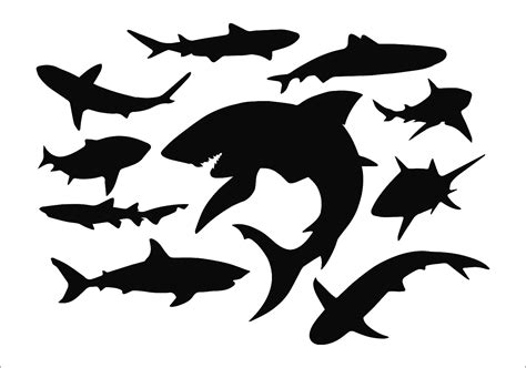 Shark Silhouette Set 93343 Vector Art at Vecteezy