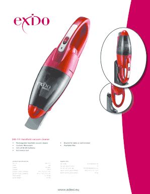 Fillable Online Handheld Vacuum Cleaner Fax Email Print Pdffiller