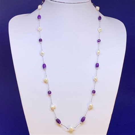 Freshwater Pearl And Amethyst Necklace Anne Love Your Rocks