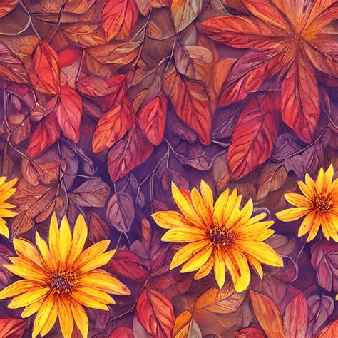 Autumn Flowers Painting Graphic · Creative Fabrica