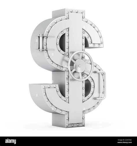 Bank Safe Vault Door In Shape Of Dollar Symbol On A White Background