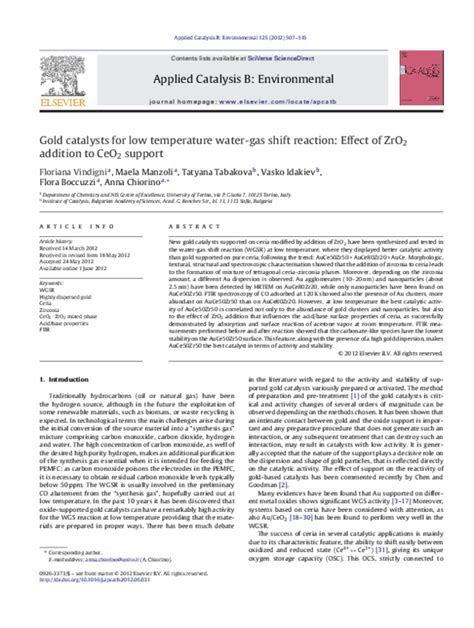 Pdf Gold Catalysts For Low Temperature Water Gas Shift Reaction