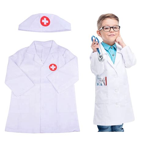 Childrens Doctor Cosplay Pretend Play Costume Outfit Set With Long