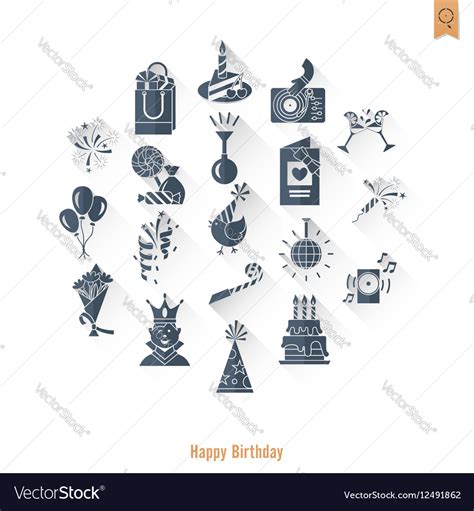 Happy Birthday Icons Set Royalty Free Vector Image