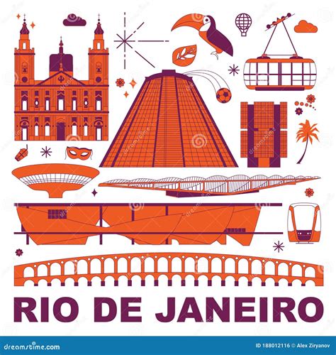 Rio De Janeiro Culture Travel Vector Set Stock Vector - Illustration of ...