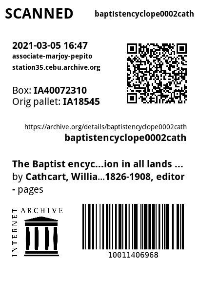 The Baptist Encyclopedia A Dictionary Of The Doctrines Ordinances