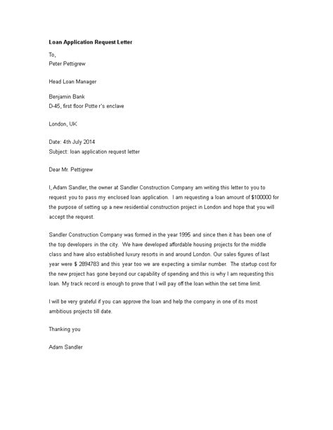 Effective Loan Application Request Letter Template