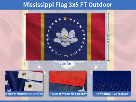 Amazon Mississippi Flag X Ft Outdoor Double Sided Heavy Duty