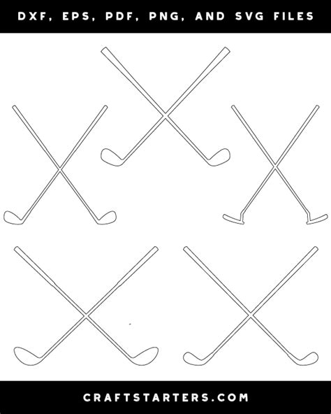 Crossed Golf Clubs Outline Patterns Dfx Eps Pdf Png And Svg Cut Files