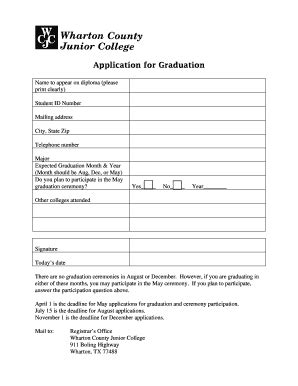 Application For Graduation Form Wharton County Junior College Wcjc