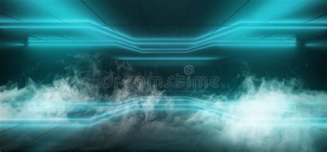 Smoke Fog Neon Glowing Cyber Blue Sci Fi Modern Futuristic Minimalistic