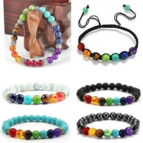 Wholesale 7 Chakra Healing Balance Beaded Bracelet Lava Yoga Reiki