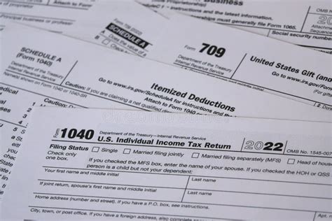 Usa Irs Income Tax Return Form 1040 And Related Documents Editorial