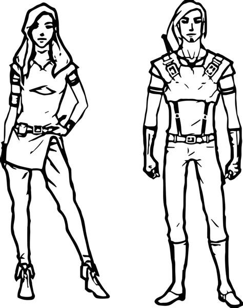 Boy Girl Characters Front View Coloring Page Wecoloringpage