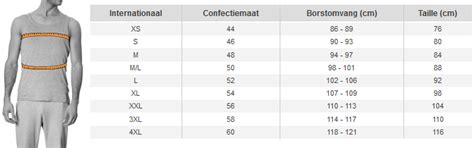 Maattabel Heren Maattabelnl